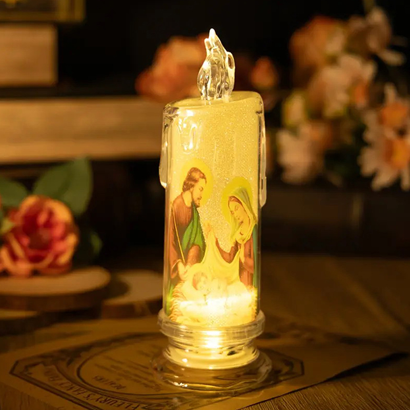 Silk Candle - เทียน LED พระเยซูพระแม่มารี แสงเทียนไร้เปลวไฟ โรแมนติก สำหรับสวดมนต์