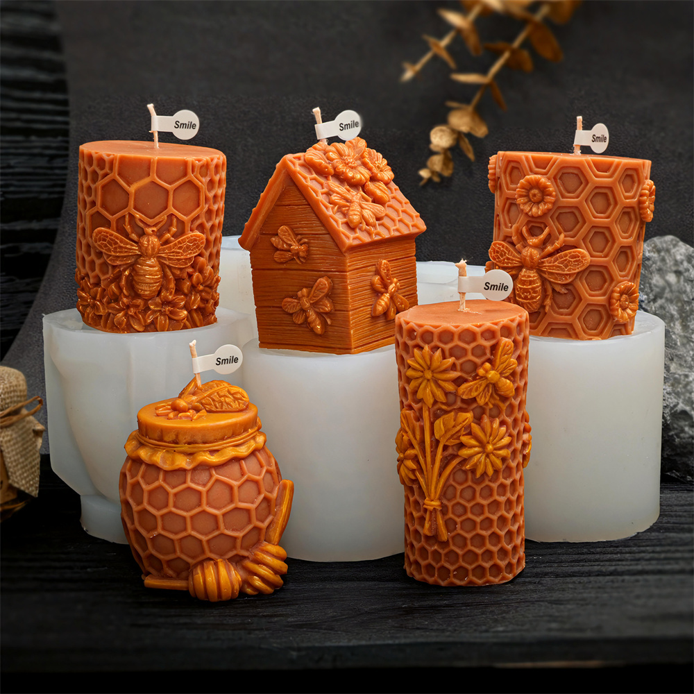 Candle Containers - แม่พิมพ์เทียนรูปทรงรังผึ้ง แม่พิมพ์ซิลิโคนรูปทรงรังผึ้ง แม่พิมพ์เรซิ่นรูปทรงรังผึ้งเหมือนจริง แม่พิมพ์สบู่ DIY สำหรับตกแต่งบ้าน