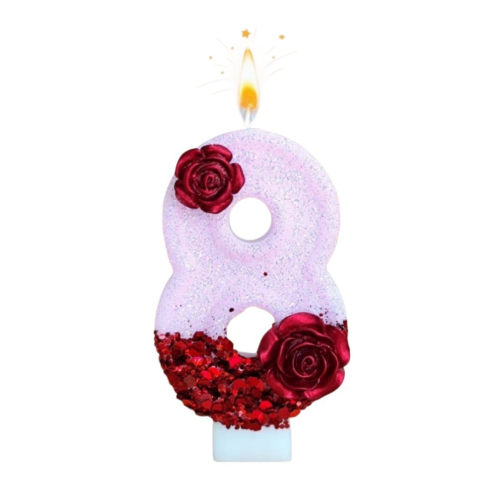 เทียนวันเกิดรูปดอกกุหลาบสีแดงก - Soy Wax บทวิจารณ์และราคา